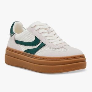 Steve Madden Women's White and Green Platform Sneakers size 8.5